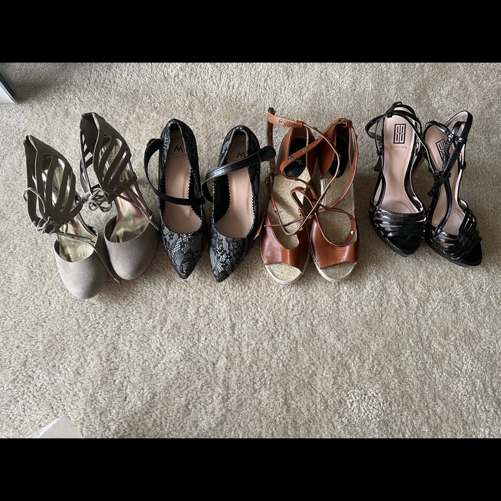 4 pairs of shoes (3 unused & 1 pre loved) for your party needs